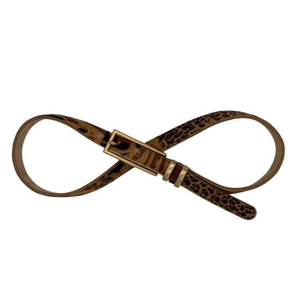 Vintage Streets Ahead Calf Hair Leopard Belt Brown Gold Buckle Women\'s Medium
